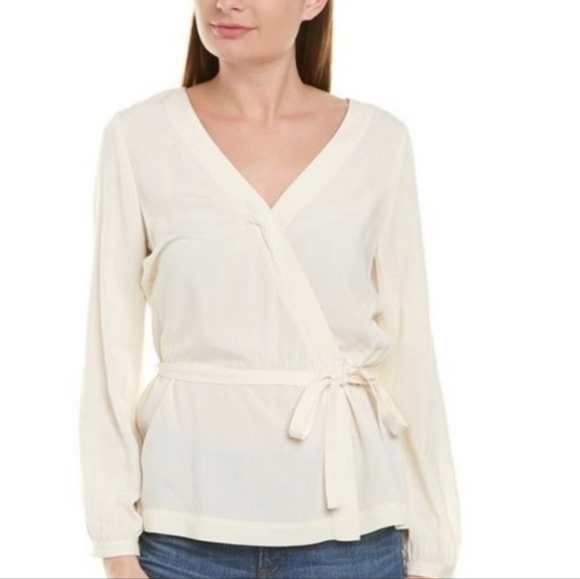 J. Crew Tops - NWT J.Crew Mercantile Cream Faux Wrap Top Blouse 6 Viscose